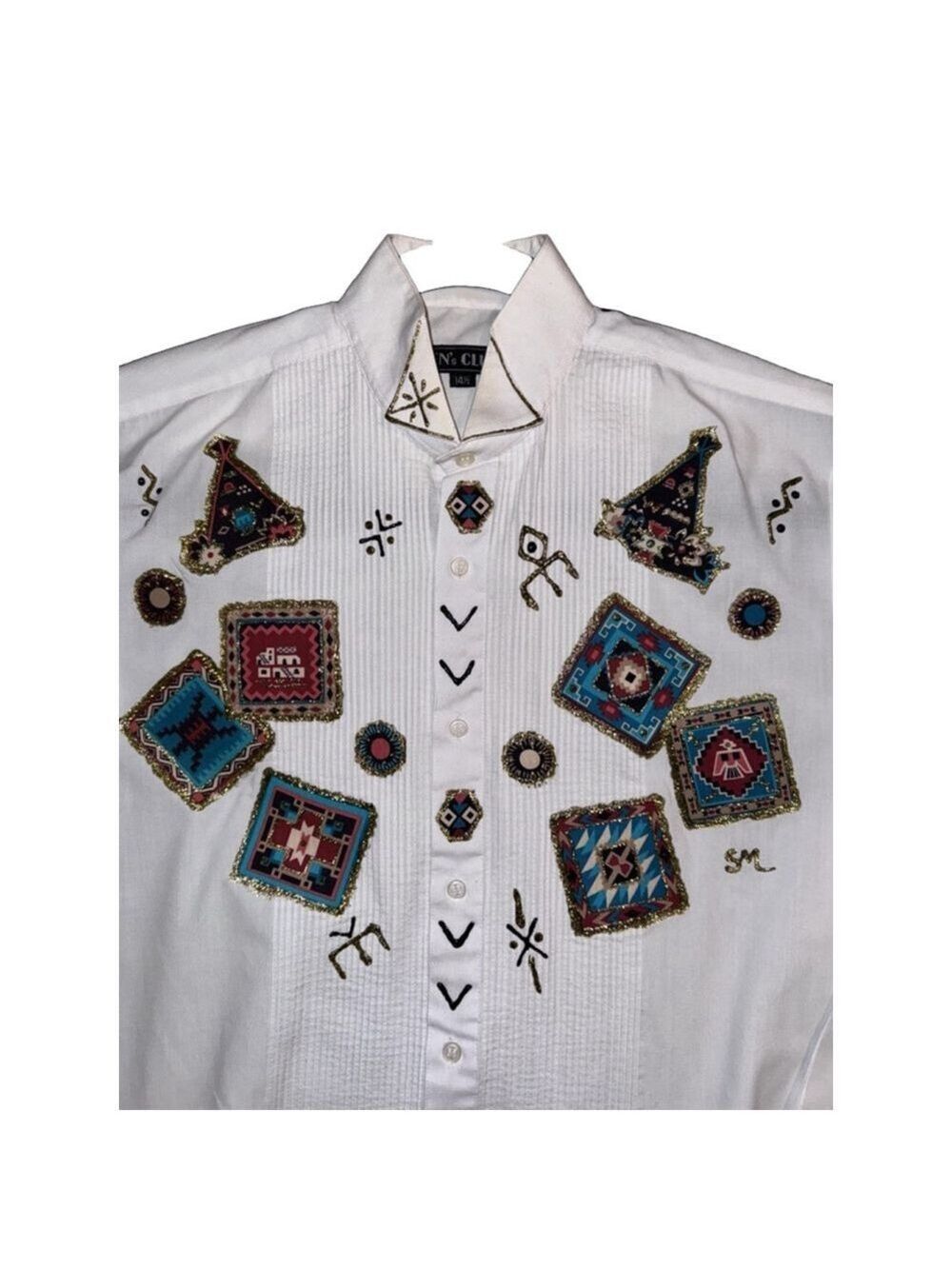 A white shirt. Mens size 14 1/2. Poly-cotton Korea decorated for what? ￼ - Picture 2 of 15